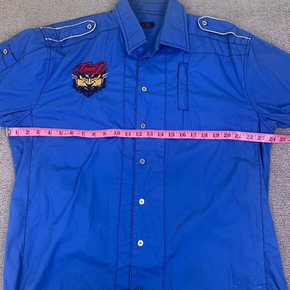 Coogi Men's Button Down Shirt Blue Embroidered Shirt Size 2XL - Picture 6 of 11